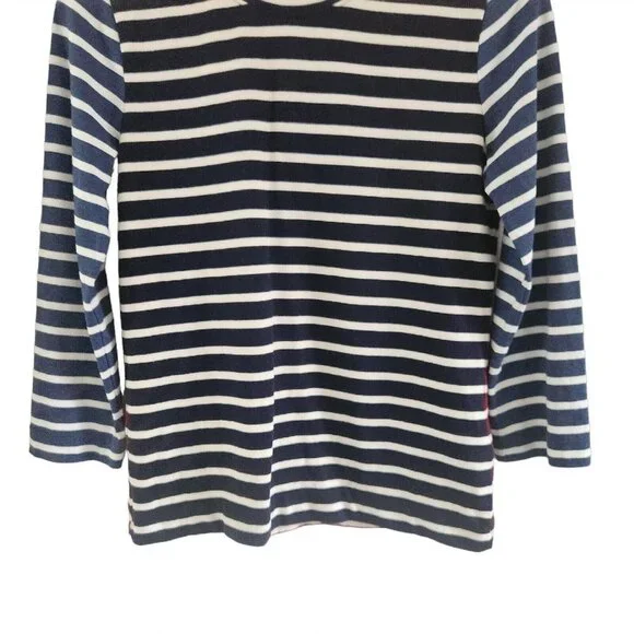 J Crew Mixed Stripe Blue Red 3/4 Sleeve Zipper Back Size Small Womens - Picture 3 of 6